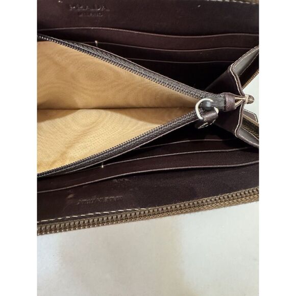 COPY - Prada Wallet Brown Fabric Leather Zip Bifold Card Holder Rectangle Y2k C… - Picture 9 of 16